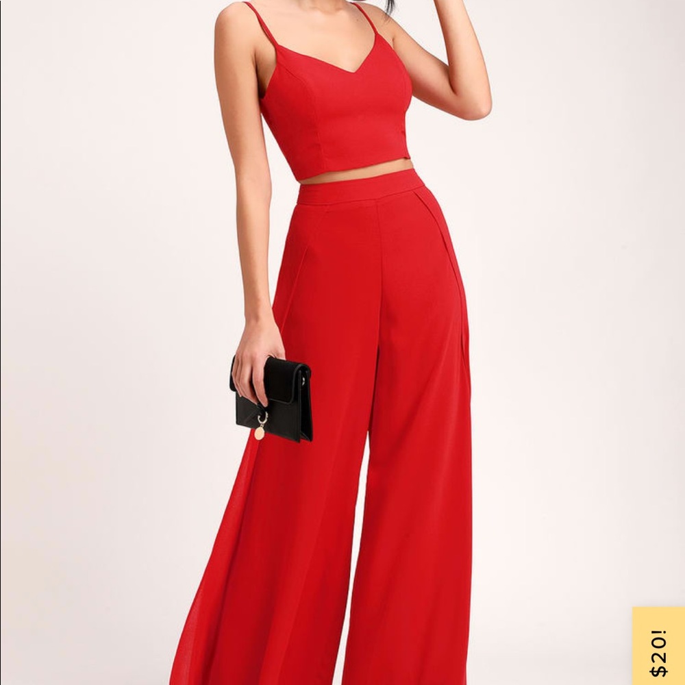 Out Tonight Red Two-Piece Jumpsuit